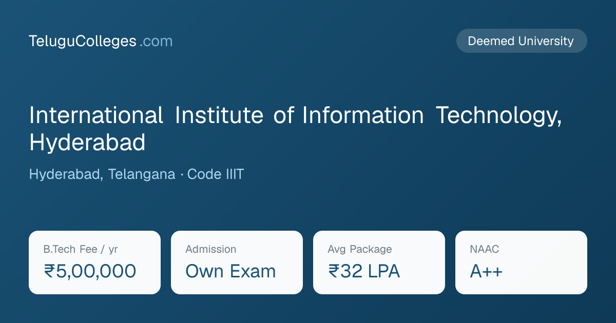 International Institute of Information Technology, Hyderabad — Fee ...