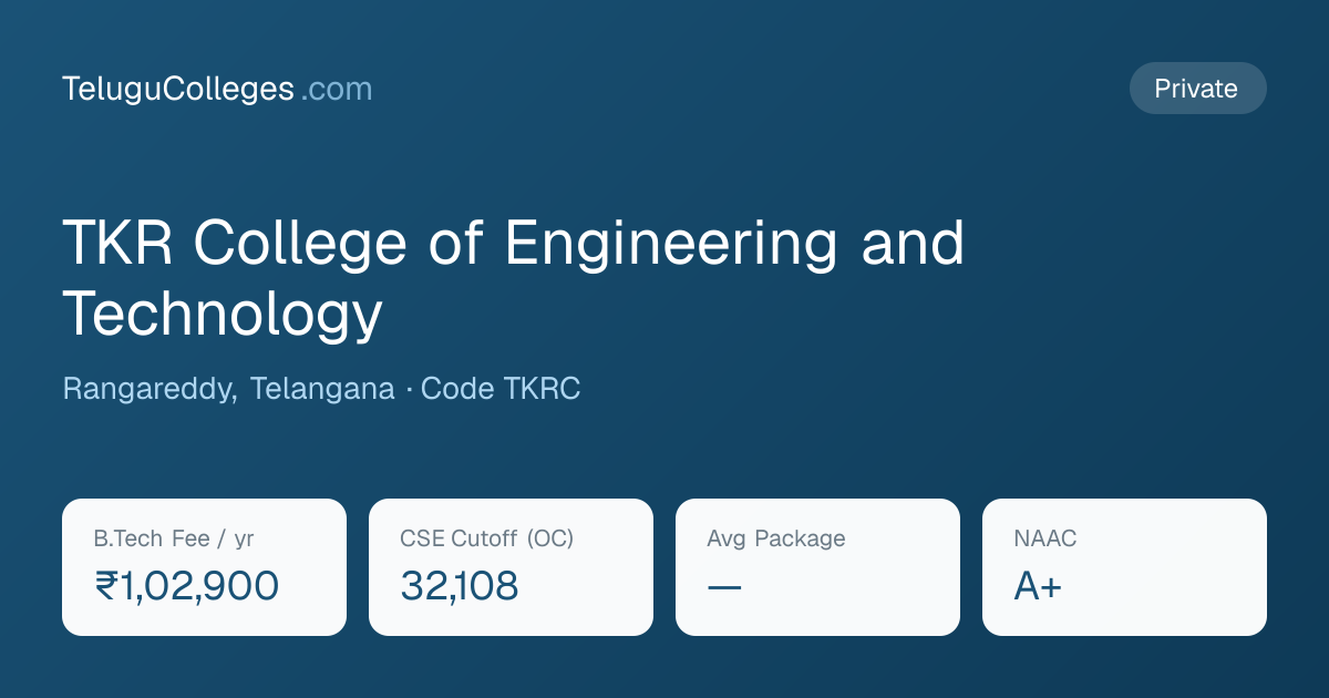 TKR College of Engineering and Technology Admission 2026 — Process ...