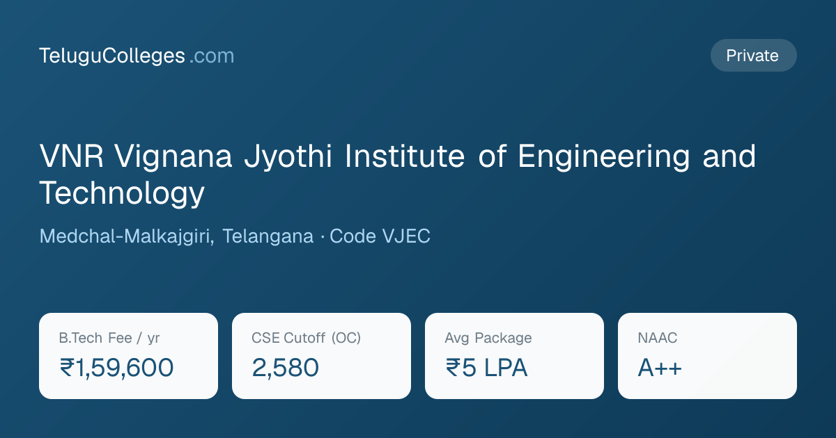 VNR Vignana Jyothi Institute of Engineering and Technology — Fee ...
